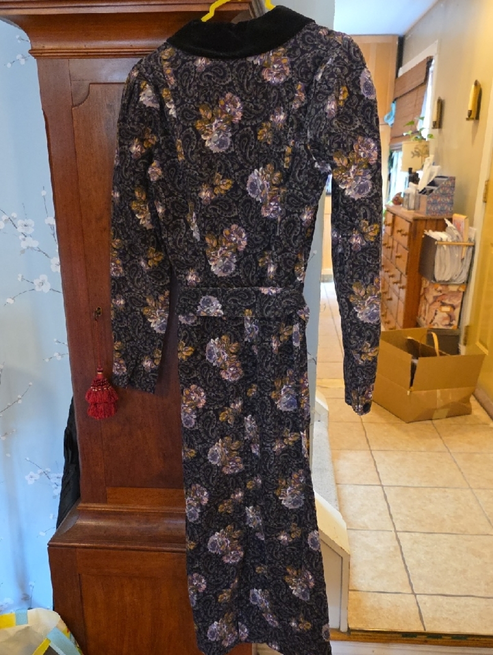 Laura Ashley Black The corduroy with no wale Long Sleeve Midi Dress